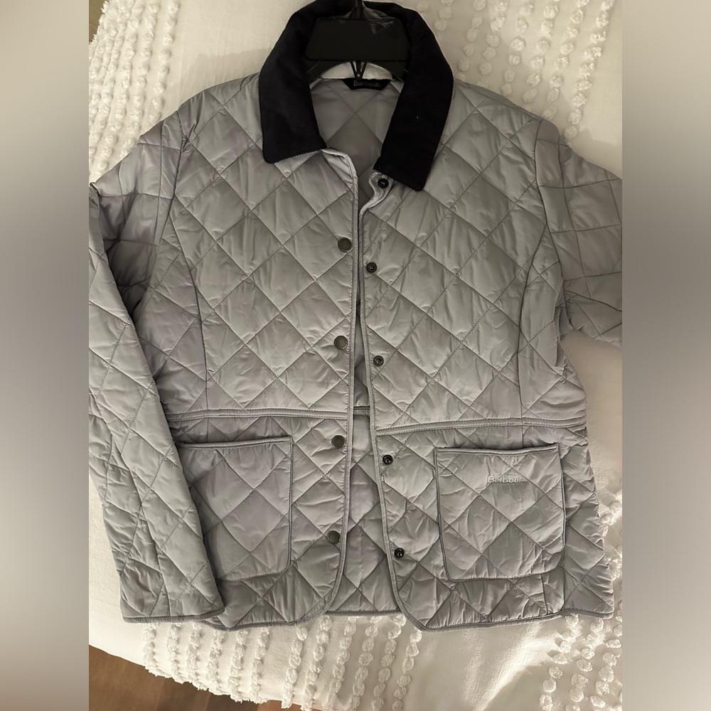 Light cool blue Barbour jacket